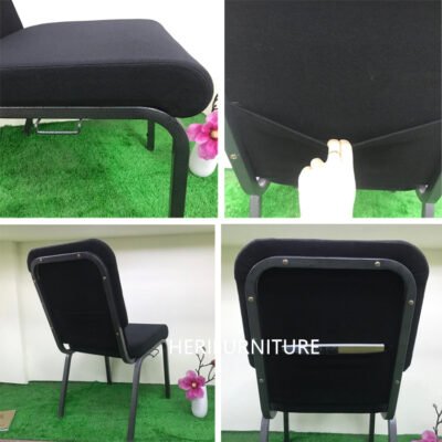 Factory Modern Cheap Popular Theater Navy Blue Church Chairs With Metal Rack - Image 4
