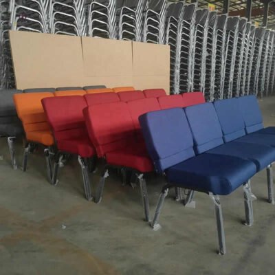 Stacking Fabric Upholstered Steel Metal Frame Auditorium Church Furniture Back Pocket Pulpit Church Chair Price - Image 3