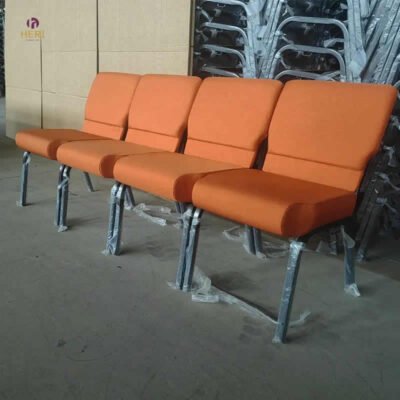 Stacking Fabric Upholstered Steel Metal Frame Auditorium Church Furniture Back Pocket Pulpit Church Chair Price - Image 6