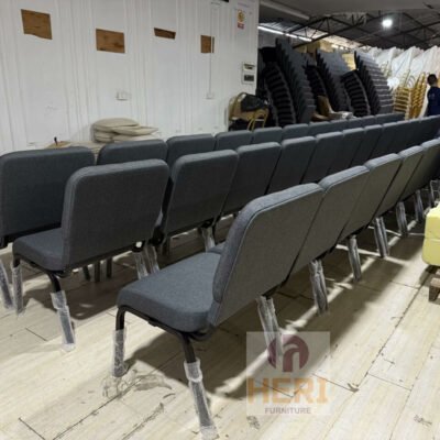 Factory Sale Cheap Stackable Upholstered Metal Church Chair for Used Theater Auditorium Furniture Interlock Padded Burgundy Church Chairs - Image 4