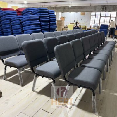 Factory Sale Cheap Stackable Upholstered Metal Church Chair for Used Theater Auditorium Furniture Interlock Padded Burgundy Church Chairs - Image 3