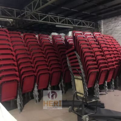Wholesale Padded Stackable Metal Theater Chair Conference Stackable Interlocking Church Chairs for Auditorium - Image 8
