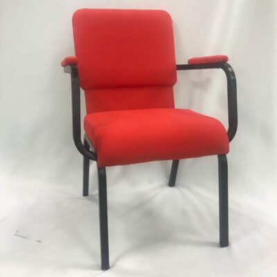 Wholesale Interlock Padded Theatre Furniture Red Colors Fabric Metal Rack Legs Church Chairs with Dual Armrest - Image 2
