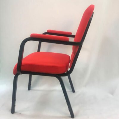 Wholesale Interlock Padded Theatre Furniture Red Colors Fabric Metal Rack Legs Church Chairs with Dual Armrest - Image 3