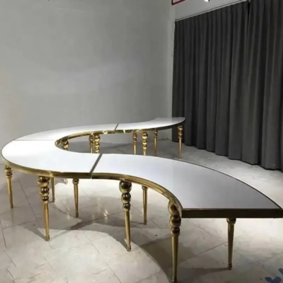 Factory Sale White Top Stainless Steel Serpentine Dining S Shape Banquet Table for Wedding Party - Image 8