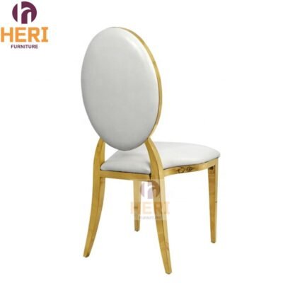 Wholesale Modern Stackable Stainless Steel Furniture Gold Oval Back Dining Chair - Image 2