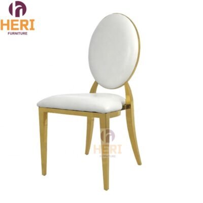 Wholesale Modern Stackable Stainless Steel Furniture Gold Oval Back Dining Chair - Image 3