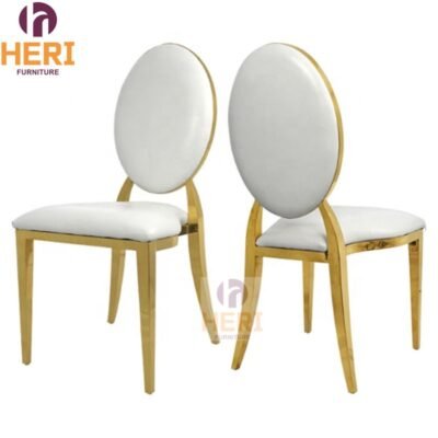 Wholesale Modern Stackable Stainless Steel Furniture Gold Oval Back Dining Chair