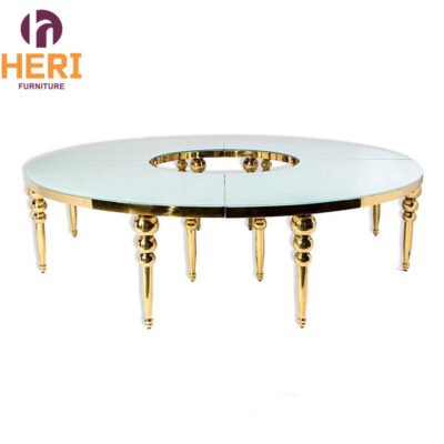 Luxury Stainless Steel Round Banquet Party Table Glass Serpentine Wedding Table for Event