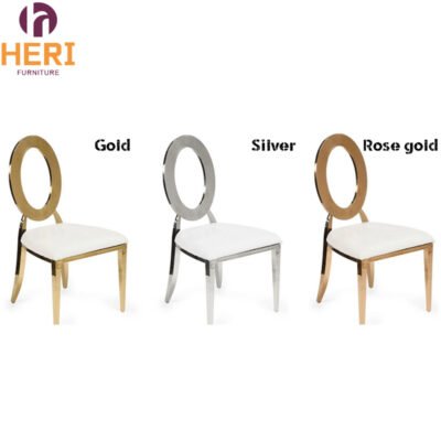 2025 New Design Round Back Leather Golden Frame Legs Banquet Chair Stainless Steel Dining Wedding Party Chairs for Events Hotel - Image 3