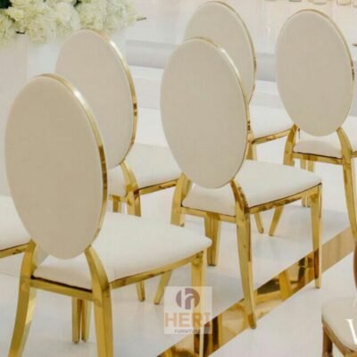 Wholesale Modern Stackable Stainless Steel Furniture Gold Oval Back Dining Chair - Image 6