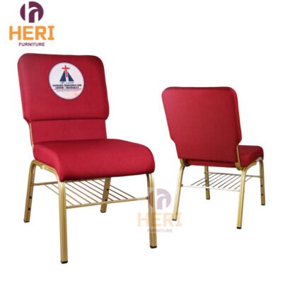Burgundy American Adult Church Chairs Ganging Brackets Cheap Metal Church Chair with logo Church Seating for Sales - Image 2