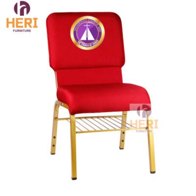 Burgundy American Adult Church Chairs Ganging Brackets Cheap Metal Church Chair with logo Church Seating for Sales - Image 3
