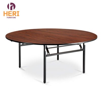 Wholesale Hotel Furniture Outdoor Wedding Event Used Metal Frame Rectangular Round Folding Wood Dining Table