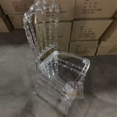 Acrylic Plastic Resin PC Crown Chair for Rental Events Parties Weddings-Stackable Transparent Crystal Chairs Hotels Sale - Image 3
