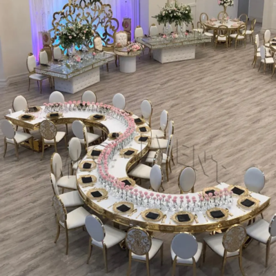 Hot Sale Round Wedding Table with Crystal Stainless Steel Serpentine Dining Table for Wedding Event Hotel Table for Wedding - Image 5