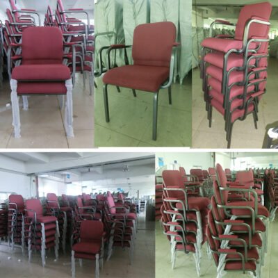 Wholesale Interlock Padded Theatre Furniture Red Colors Fabric Metal Rack Legs Church Chairs with Dual Armrest - Image 6
