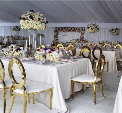 2025 New Design Round Back Leather Golden Frame Legs Banquet Chair Stainless Steel Dining Wedding Party Chairs for Events Hotel - Image 8