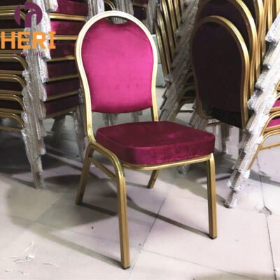 Round backed aluminum chairs for banquet restaurants HERI-A6 - Image 5