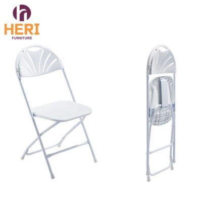 Wholesale Outdoor Banquet Party Event White Plastic Fan Back Folding Chair - Image 7