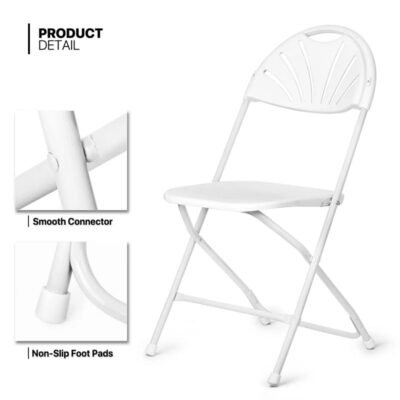 Wholesale Outdoor Banquet Party Event White Plastic Fan Back Folding Chair - Image 4