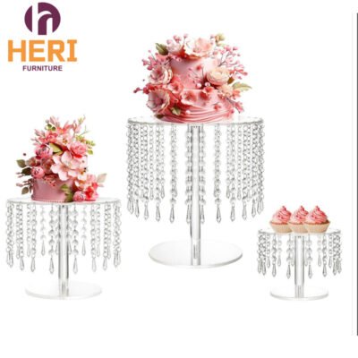 Wholesale Wedding Party Supplies Gold Silver Cake Dessert Tables Cake Tables Metal Crystal Wedding Cake Stands