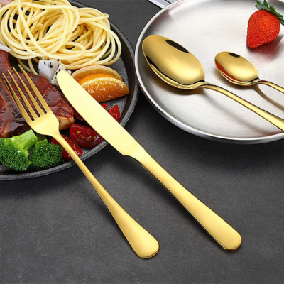 Gold Cutlery Set Silverware Stainless Steel Flatware Gold Tableware Include Forks Knives Spoons Travel Gold Wedding Cutlery Set - Image 3
