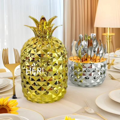 2025 New Pineapple ABS Mood Egg Stainless Steel Flatware Set Luxury Gift Golden Wedding Set Food Knife Fork Spoon Cutlery Set - Image 2