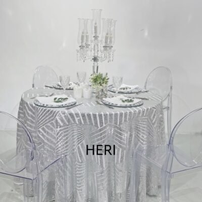 Newfashioned High Quality Wedding Rose Gold Sequin Tablecloth - Image 5
