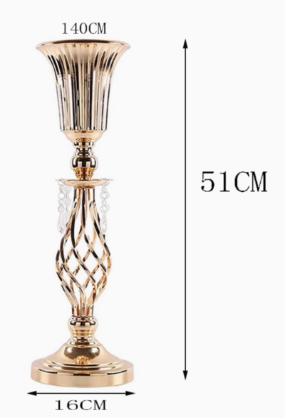Gold Metal Tall Artificial Flower Stand Wedding Decoration Candelabra Crystal Centerpieces - Image 4