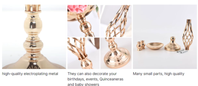 Gold Metal Tall Artificial Flower Stand Wedding Decoration Candelabra Crystal Centerpieces - Image 5